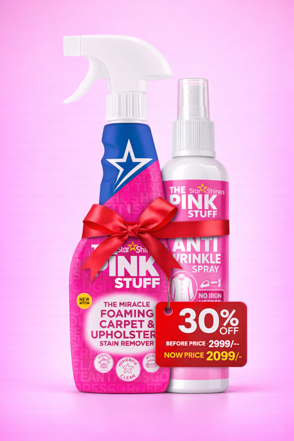 THE PINK STUFF Star Shines Clean & Wear Bundle – No Press Needed