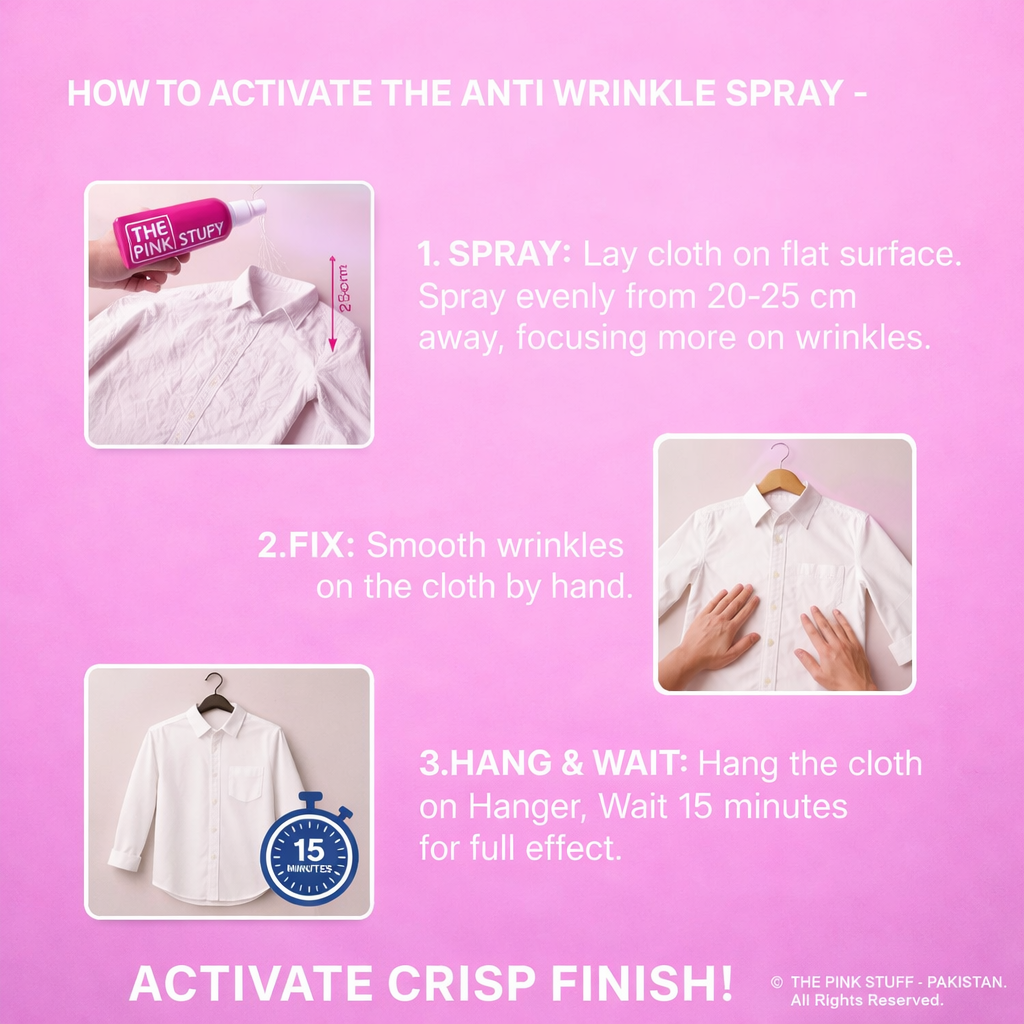 The Miracle Anti Wrinkle Spray, No Iron Needed, Fabric Refresher with Odour Eliminator 250mL